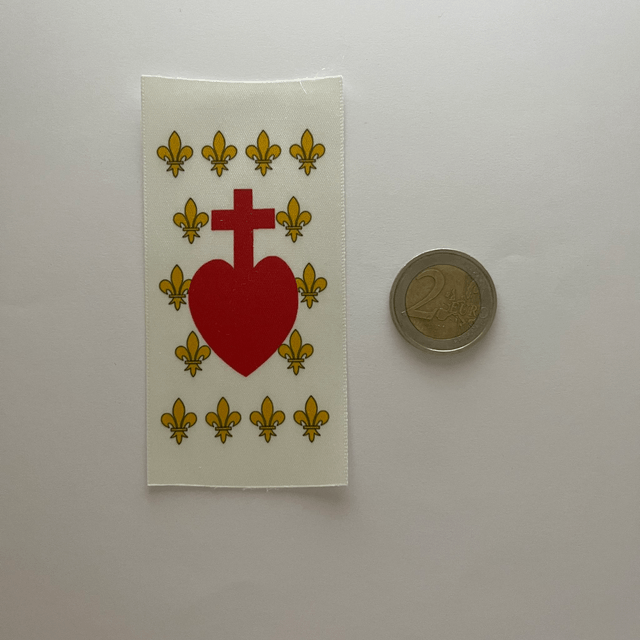 Ecusson blanc du Sacré Coeur à Fleur de Lys